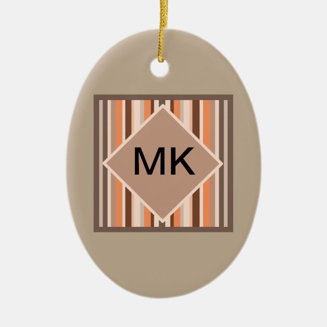 Vanilla Melon  Stripes Ceramic Tree Decoration (Front)