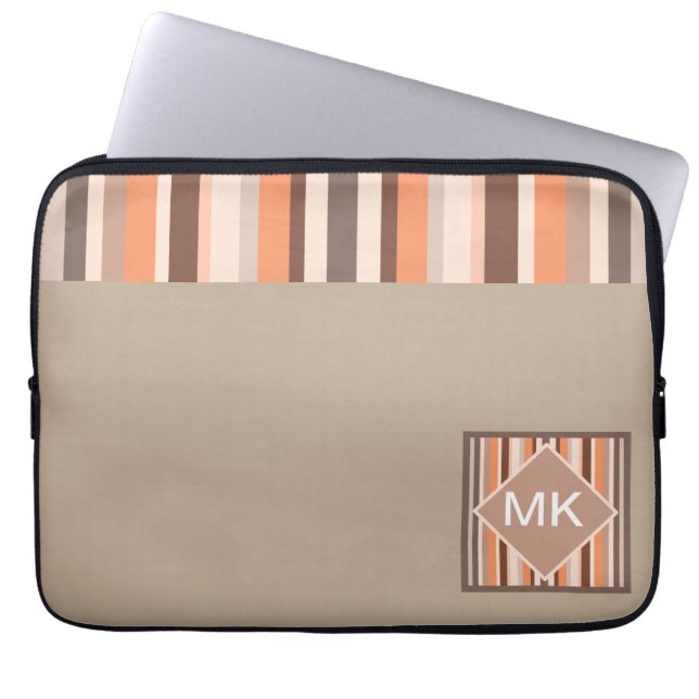 Vanilla Melon  Stripes Laptop Sleeve (Front)