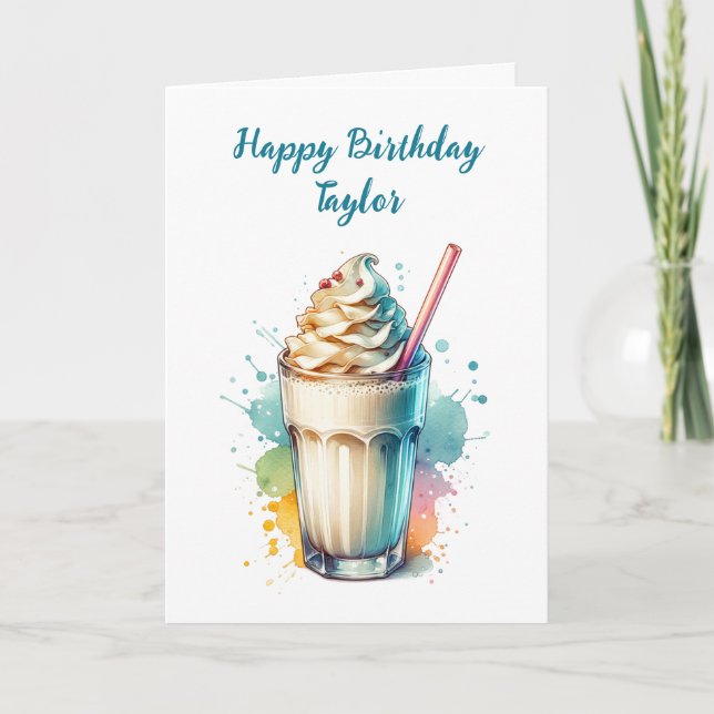 Vanilla Milkshake Happy Birthday Card (Front)