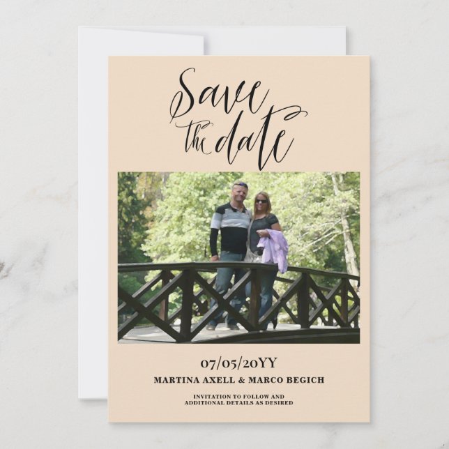 Vanilla Minimalist Photo Wedding  Save The Date (Front)