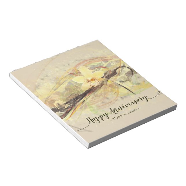 Vanilla Orchid Flower Abstract Art Calligraphy Notepad (Angled)