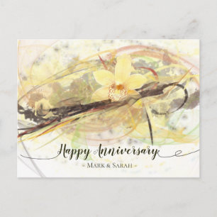 Vanilla Orchid Flower Abstract Art Calligraphy Postcard