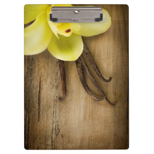 Vanilla Pods and Flower over Wooden Background Clipboard