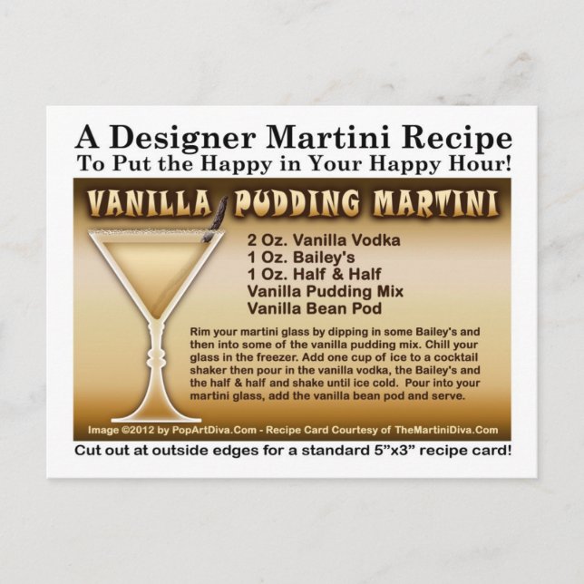 Vanilla Pudding Martini Recipe Postcard (Front)