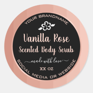 Vanilla Rose Scented Body Serub Labels Pink Black