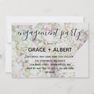 Vanilla Strawberry Hydrangeas Wedding Engagement Invitation
