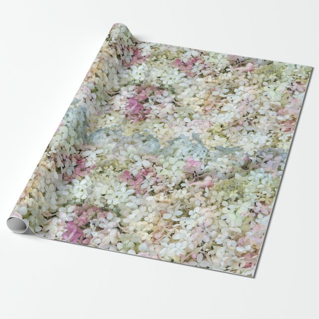 Vanilla Strawberry Hydrangea's Wrapping Paper (Unrolled)