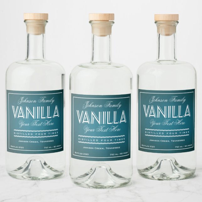 Vanilla Teal and White Bottle Label (Bottles)