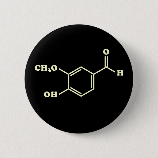 Vanilla Vanillin Molecular Chemical Formula 6 Cm Round Badge (Front)