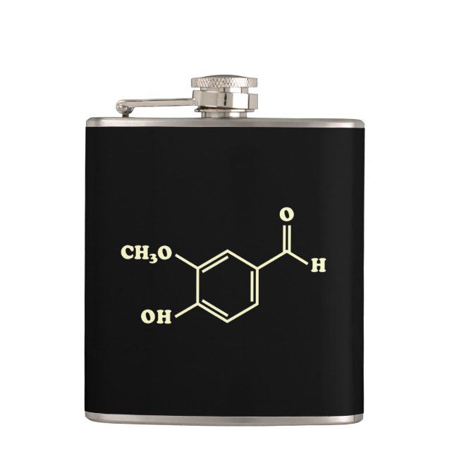 Vanilla Vanillin Molecular Chemical Formula Hip Flask (Front)