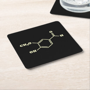 Vanilla Vanillin Molecular Chemical Formula Square Paper Coaster