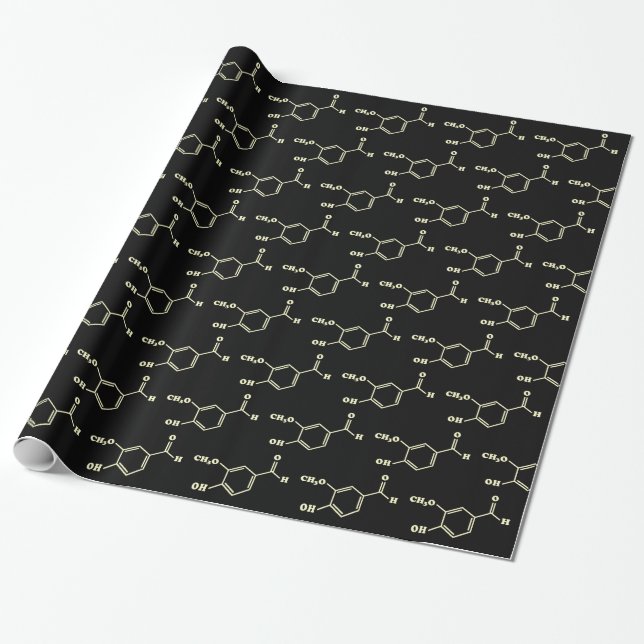 Vanilla Vanillin Molecular Chemical Formula Wrapping Paper (Unrolled)