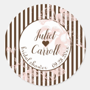 Vanilla White and Chocolate Bridal Shower Classic Round Sticker
