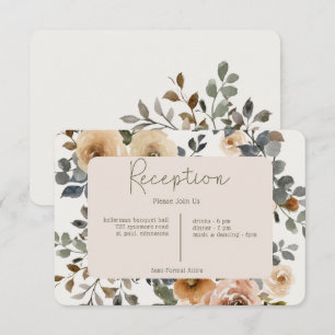 Vanilla White Boho Roses Cream Reception Wedding Enclosure Card