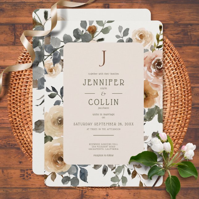 Vanilla White Boho Roses Cream Wedding Invitation (Creator Uploaded)
