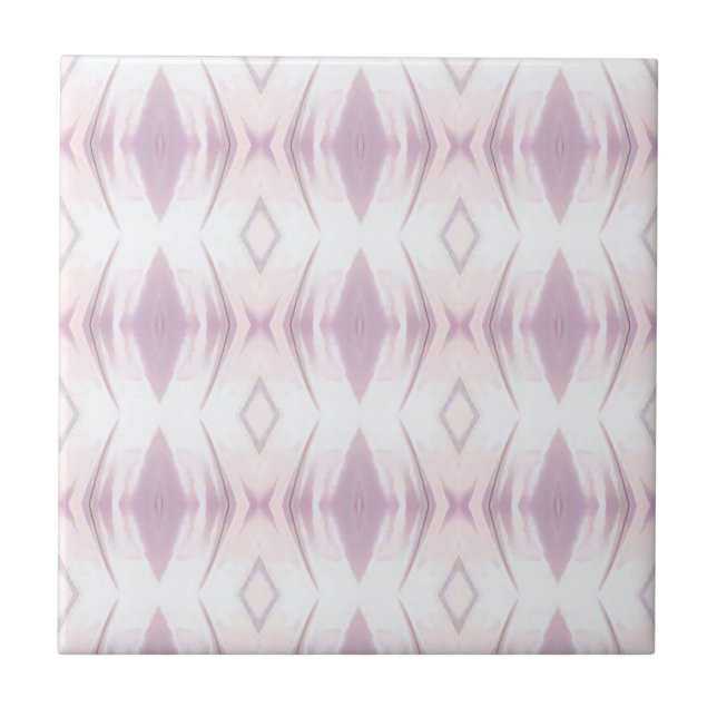 Vanilla white pink lavender geometric art design  ceramic tile (Front)