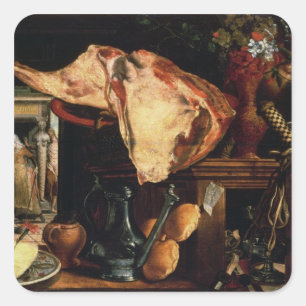 Vanitas still life , 1552 square sticker
