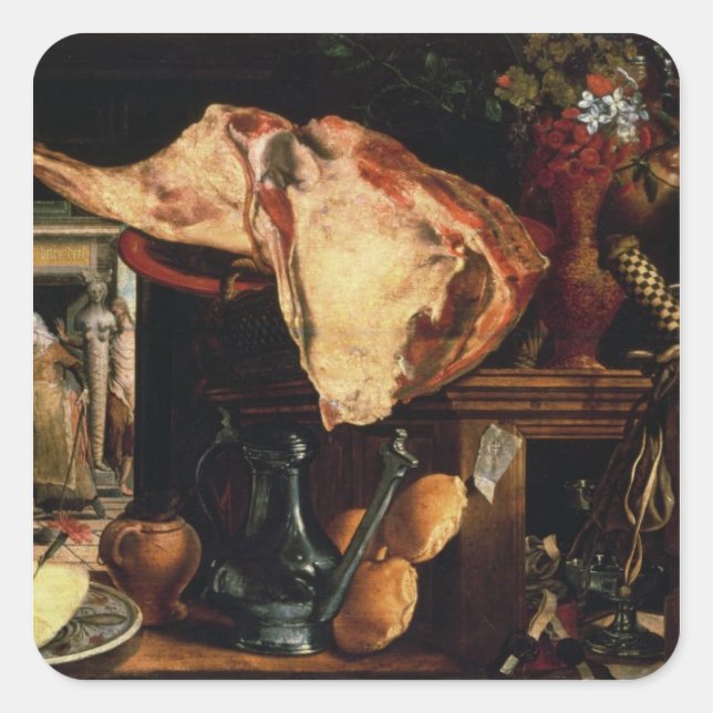 Vanitas still life , 1552 square sticker (Front)