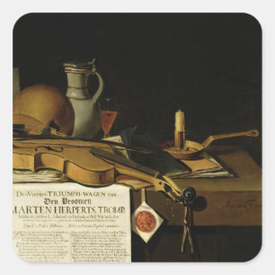 Vanitas still life homage square sticker