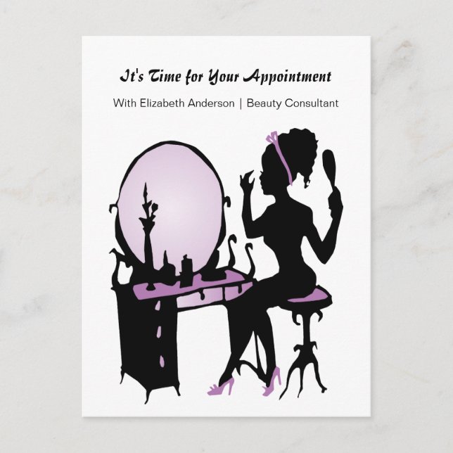 Vanity Beauty Appointment Reminder Postcard (Front)