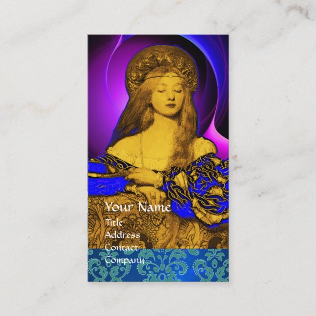 VANITY BEAUTY-FASHION COSTUME DESIGNER Blue Damask Business Card (Front)