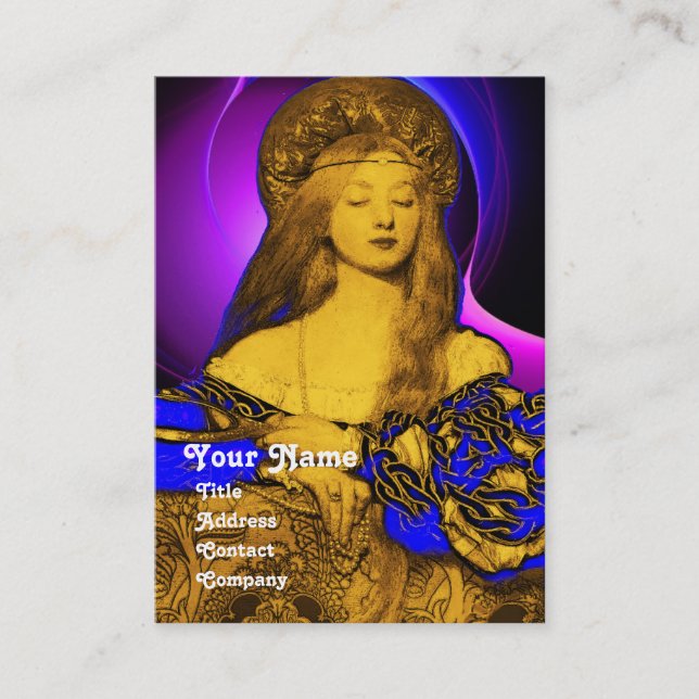 VANITY BEAUTY FASHION COSTUME DESIGNER Blue Damask Business Card (Front)