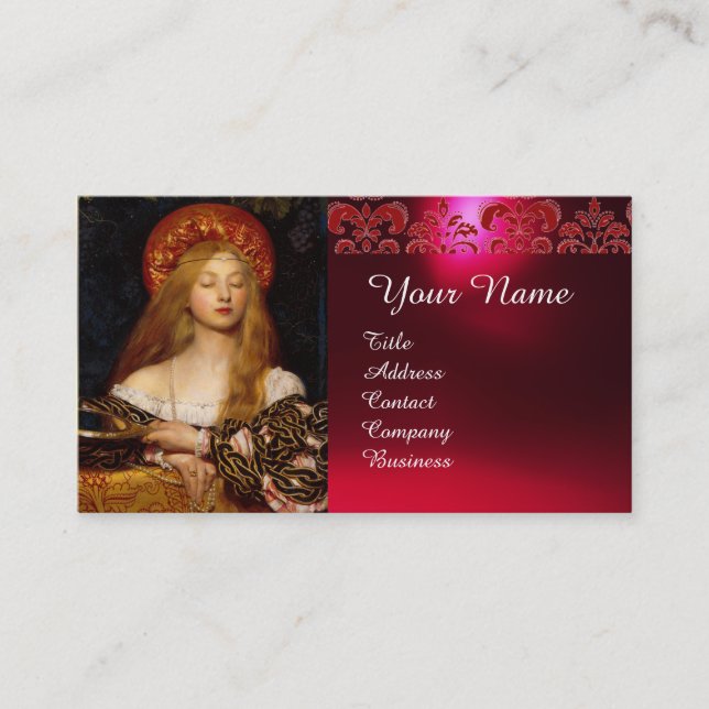 VANITY BEAUTY-FASHION COSTUME DESIGNER Red Damask Business Card (Front)