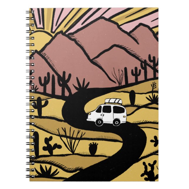 Vanlife Desert Road Trip Camping Notebook (Front)