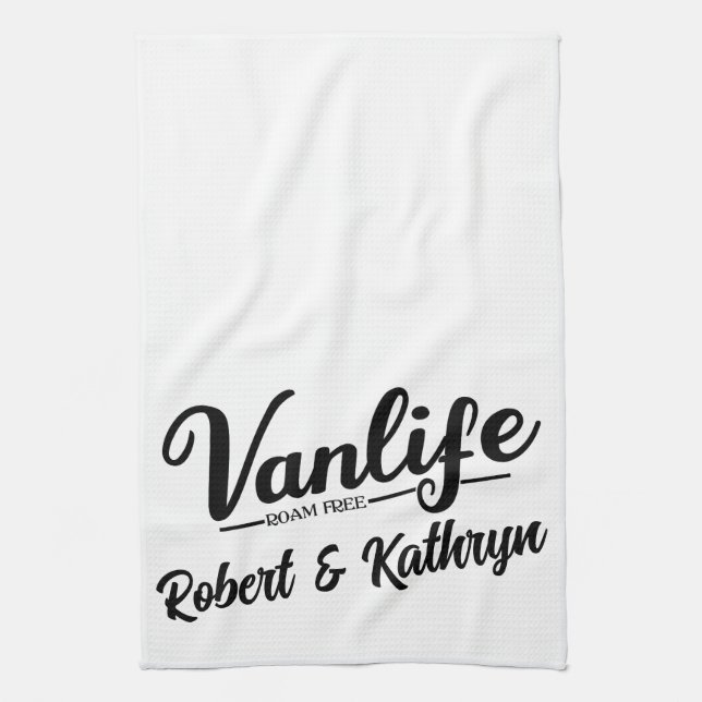 "VanLife" Personalised  Tea Towel (Vertical)