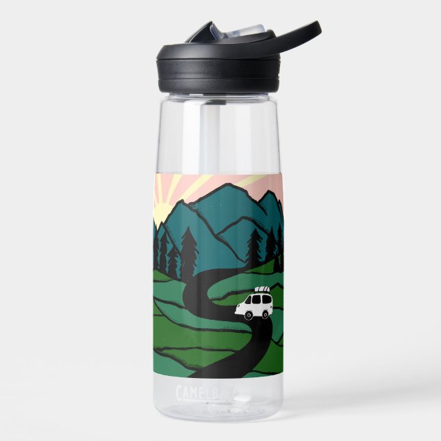 VANLIFE Sunrise Mountain Explore Adventure  Water Bottle (Left)