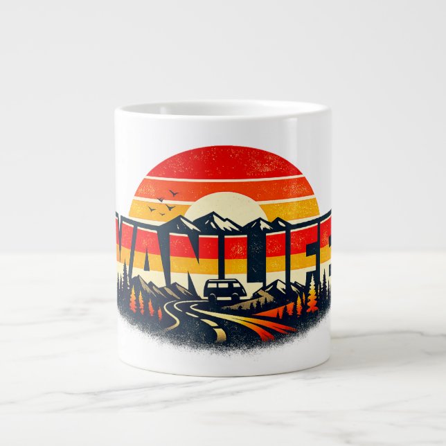 Vanlife Sunset Mug  Retro Mountain  (Front)