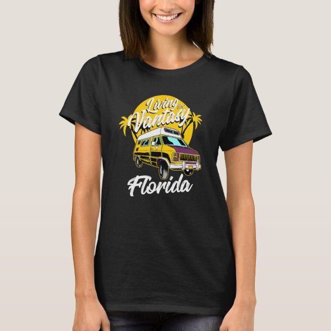 Vanner Living The Van Life Camping Florida Retro T-Shirt (Front)