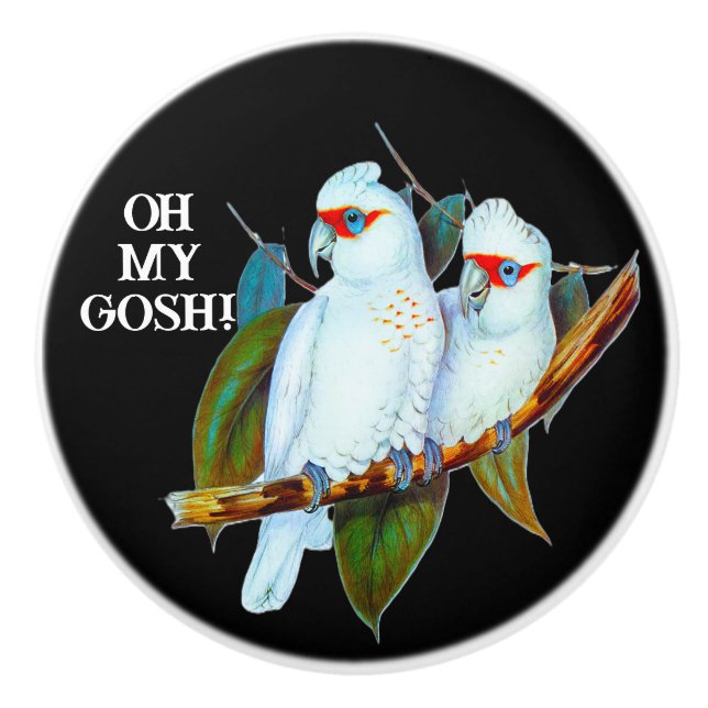Vantage White Birds OMG Quote Ceramic Knob (Front)