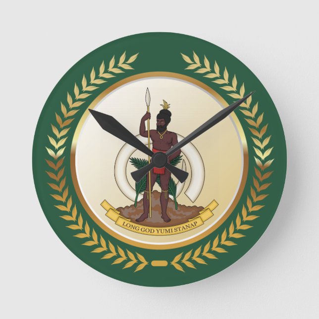 Vanuatu Coat of Arms Round Clock (Front)