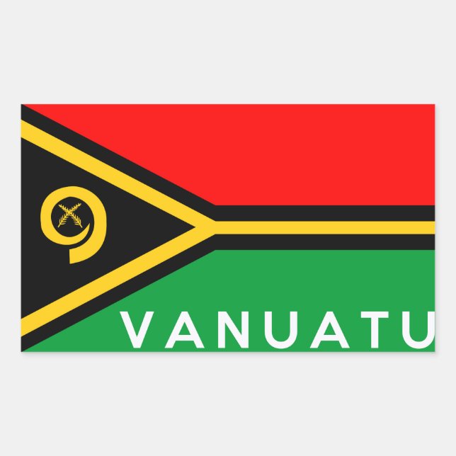 vanuatu country flag symbol name text rectangular sticker (Front)