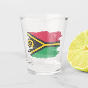 Vanuatu flag brush stroke, national flag shot glass