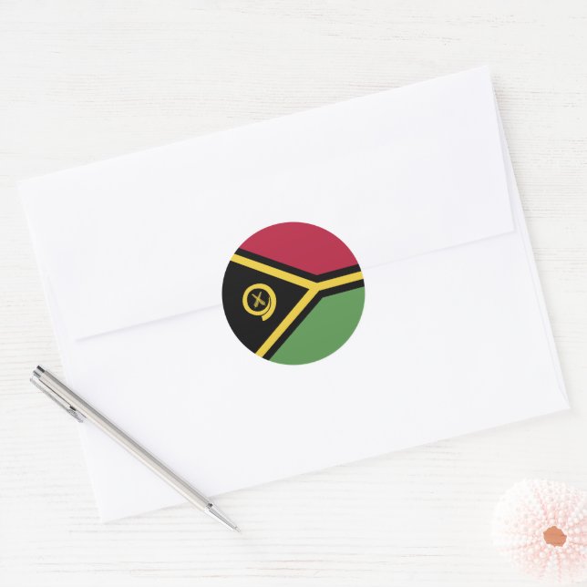 Vanuatu flag classic round sticker (Envelope)