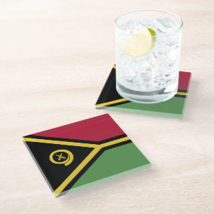 Vanuatu flag glass coaster