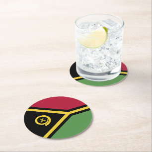 Vanuatu flag round paper coaster
