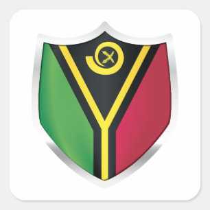 Vanuatu Silver Shield Flag Square Sticker
