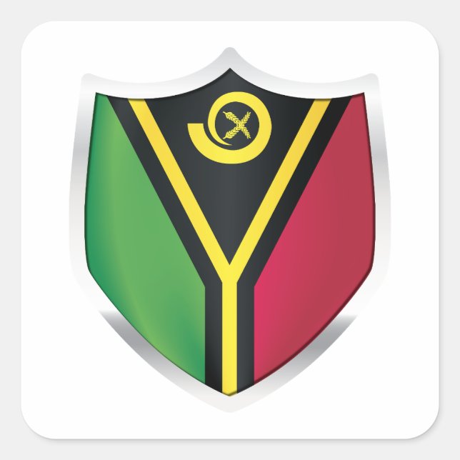 Vanuatu Silver Shield Flag Square Sticker (Front)