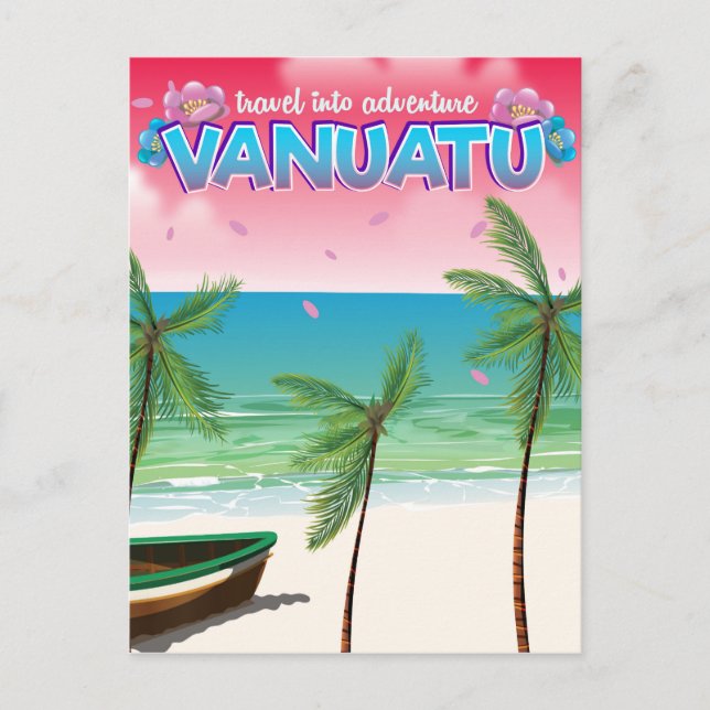Vanuatu "travel into adventure" travel poster. postcard (Front)
