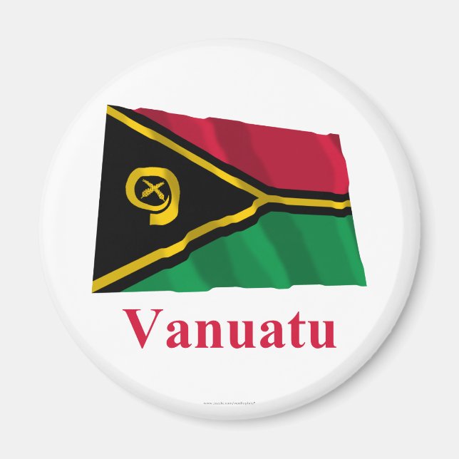 Vanuatu Waving Flag with Name Magnet (Front)
