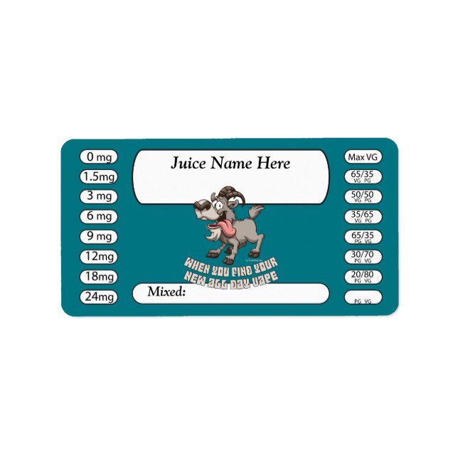 Vape | DIY E-Juice Label ALL DAY VAPE by VapeGoat (Front)