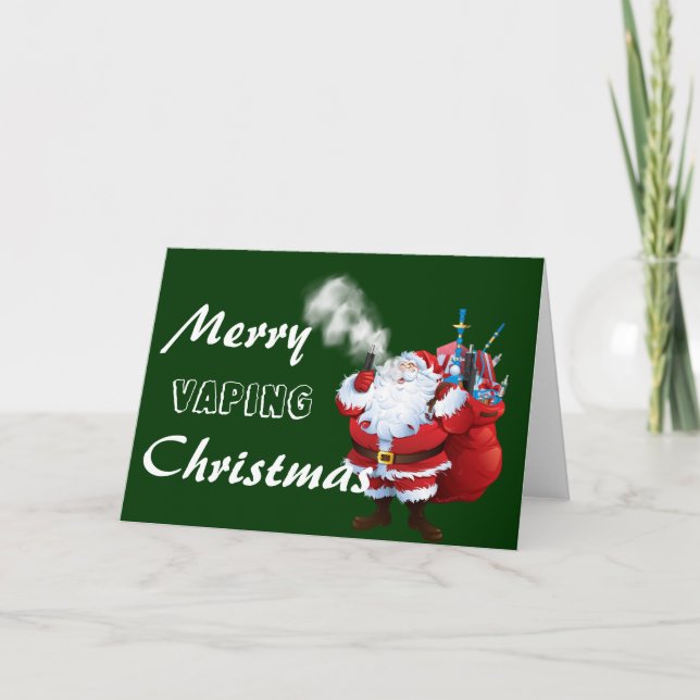 VAPE  | Merry Vaping Santa Christmas Holiday Card (Front)