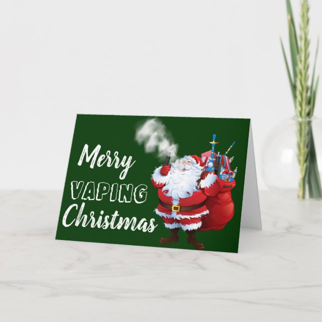 VAPE  | Merry Vaping Santa Christmas Holiday Card (Front)