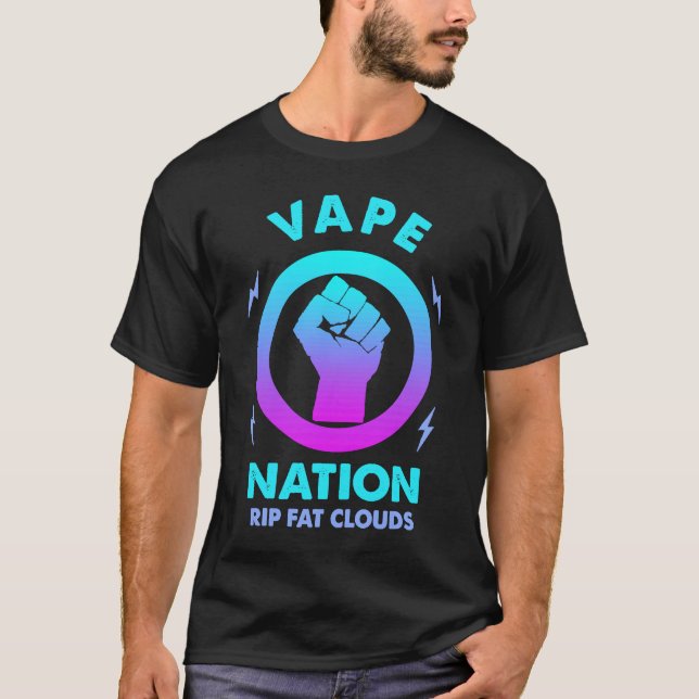 Vape Nation Rise Retro Distressed Vaping Men Women T-Shirt (Front)