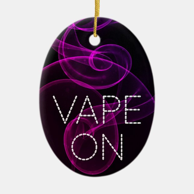 Vape On Pink Purple Grunge Smoke Ceramic Tree Decoration (Front)