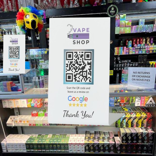 Vape Shop Google Review Pedestal Stand Template Pedestal Sign (Creator Uploaded)