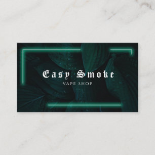 Vape Shop Neon Green Leaf Business Card